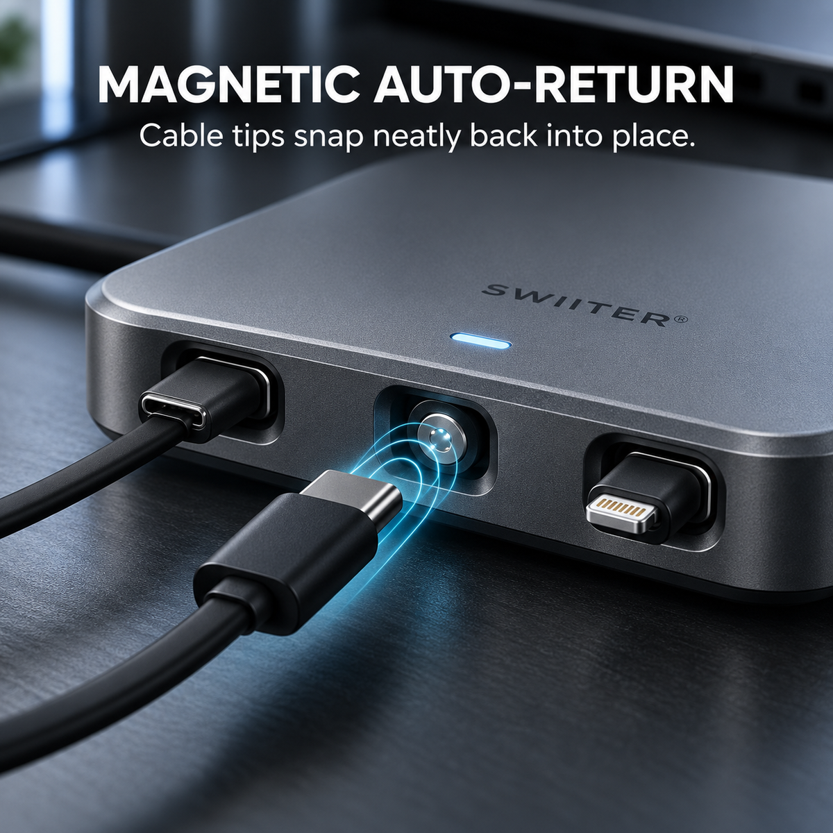 SWIITER® SnapCharge Magnetic Cable Organizer Hub