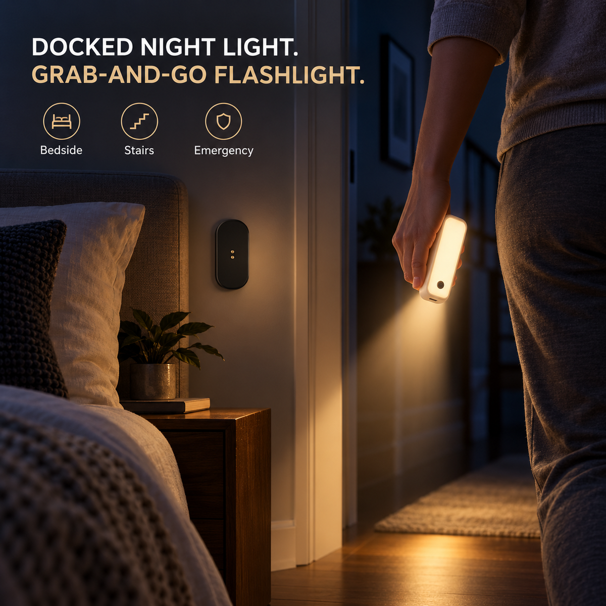 SWIITER® GlowDock Motion Sensor Night Light & Flashlight