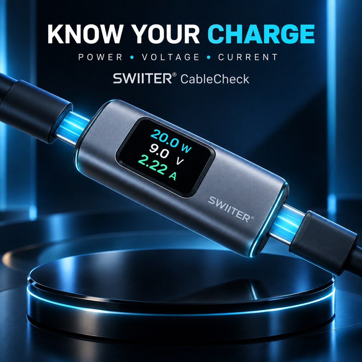 SWIITER® CableCheck USB-C Power Meter Display Adapter
