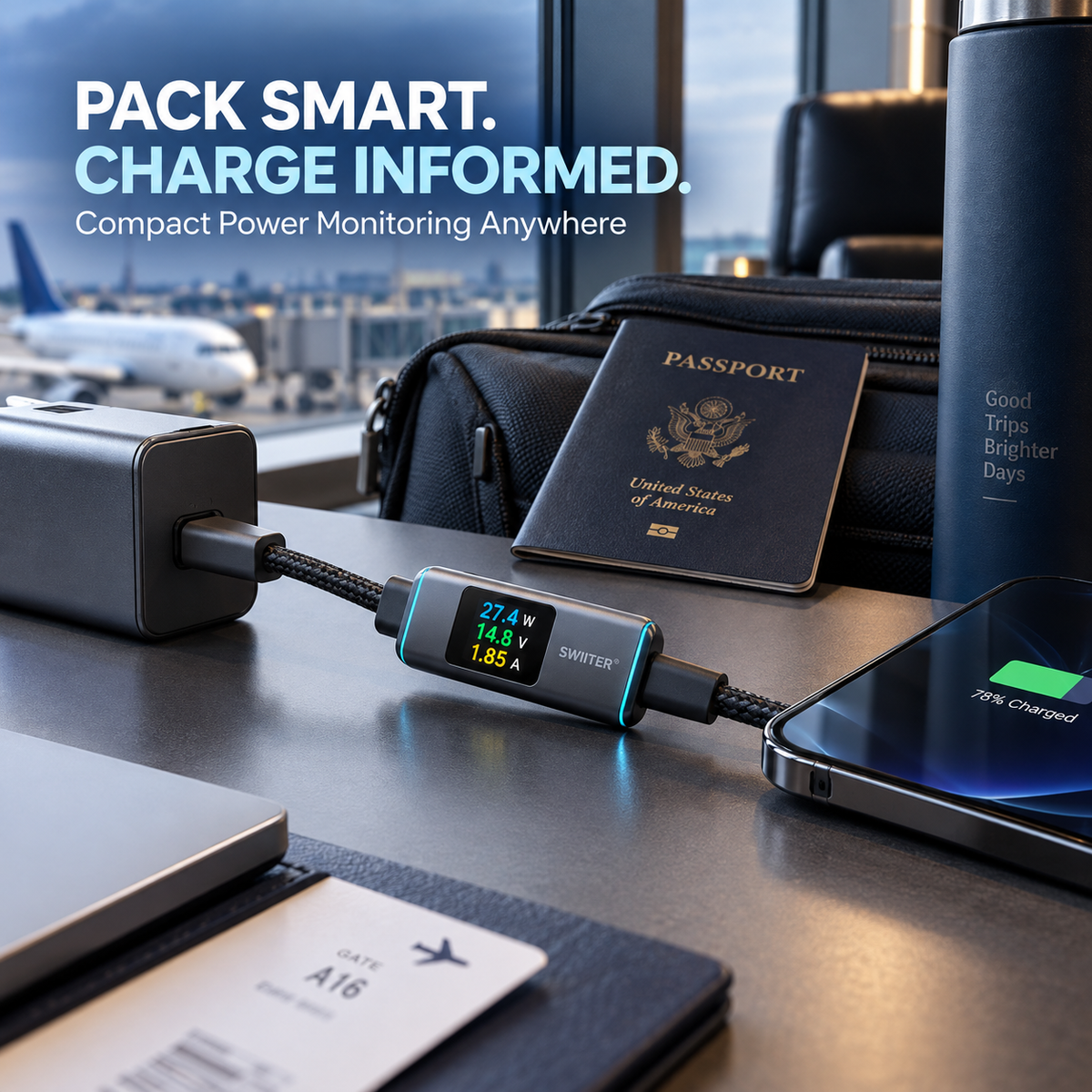 SWIITER® CableCheck USB-C Power Meter Display Adapter
