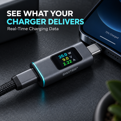 SWIITER® CableCheck USB-C Power Meter Display Adapter