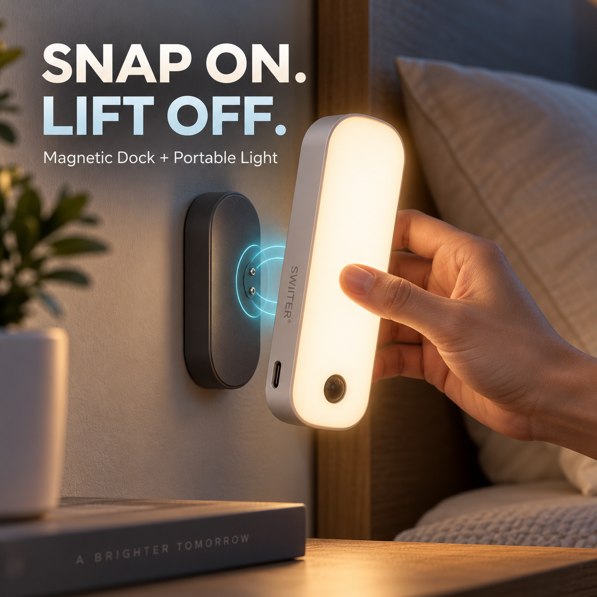 SWIITER® GlowDock Motion Sensor Night Light & Flashlight