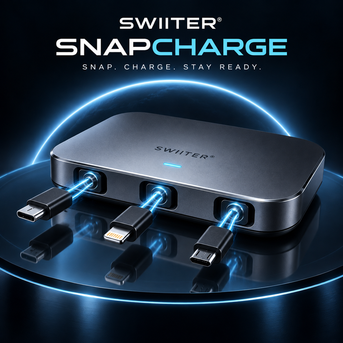 SWIITER® SnapCharge Magnetic Cable Organizer Hub