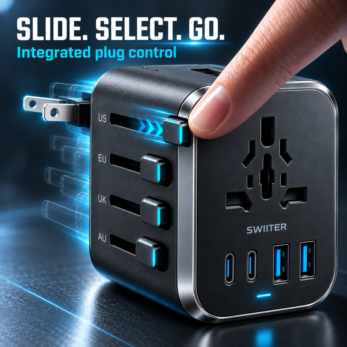 SWIITER® TravelVolt Universal USB-C International Power Hub