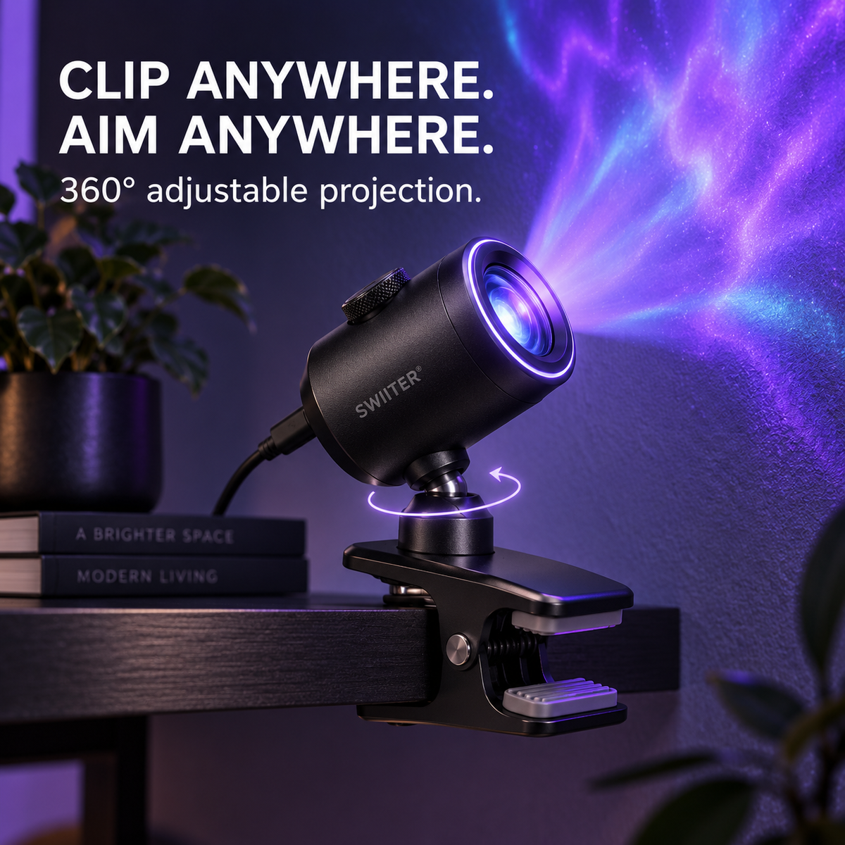 SWIITER® PocketBeam Mini Clip-On Ambient Projector Light