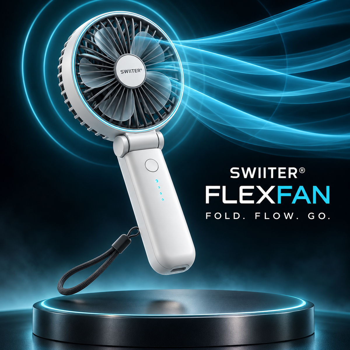 SWIITER® FlexFan Foldable Pocket Cooling Fan with Neck Strap